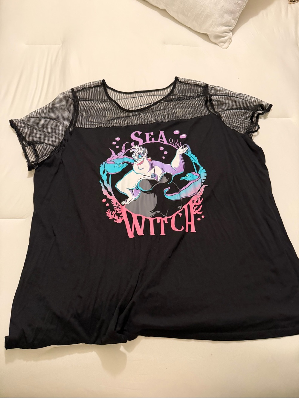 Disney Villains Black Mesh Accent Graphic Tee